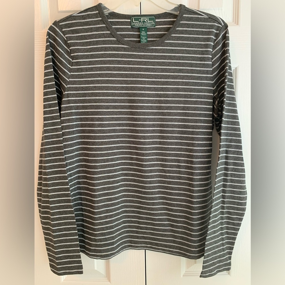 Tops, RALPH LAUREN, size M, color gray and silver
